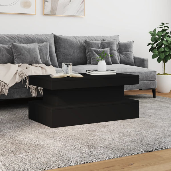 Schwarzer Couchtisch mit LED-Beleuchtung Claudie 90x50x40cm