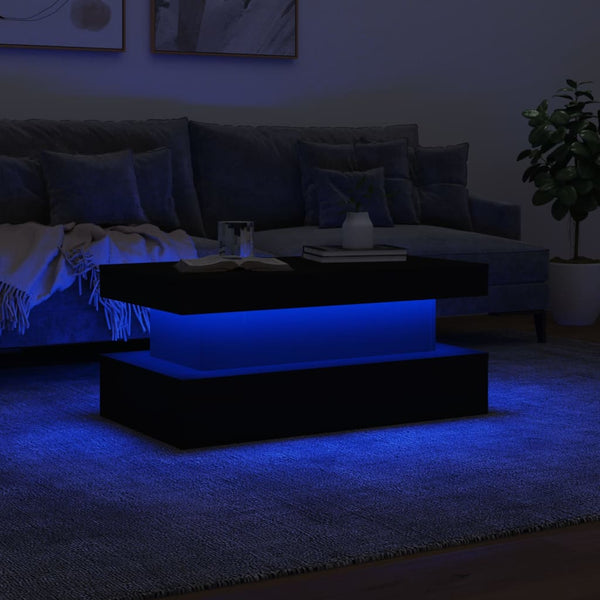 Schwarzer Couchtisch mit LED-Beleuchtung Claudie 90x50x40cm