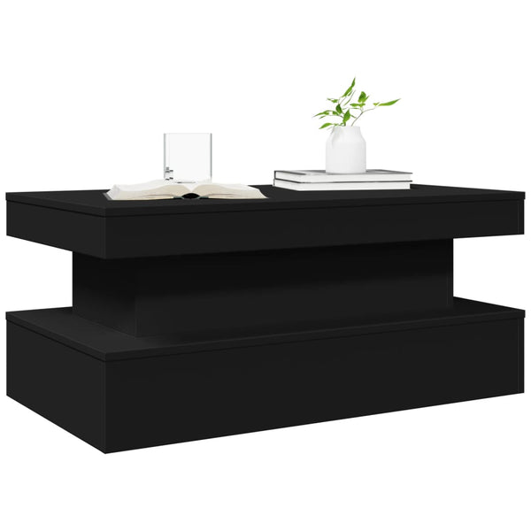 Schwarzer Couchtisch mit LED-Beleuchtung Claudie 90x50x40cm