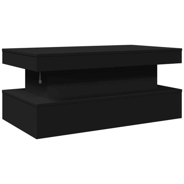Schwarzer Couchtisch mit LED-Beleuchtung Claudie 90x50x40cm