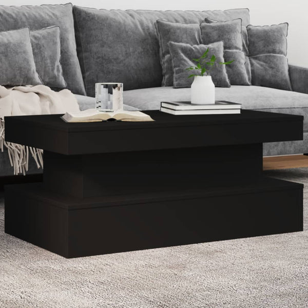 Schwarzer Couchtisch mit LED-Beleuchtung Claudie 90x50x40cm