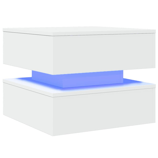 Weißer Couchtisch mit LED-Beleuchtung Celestina 50x50x40cm