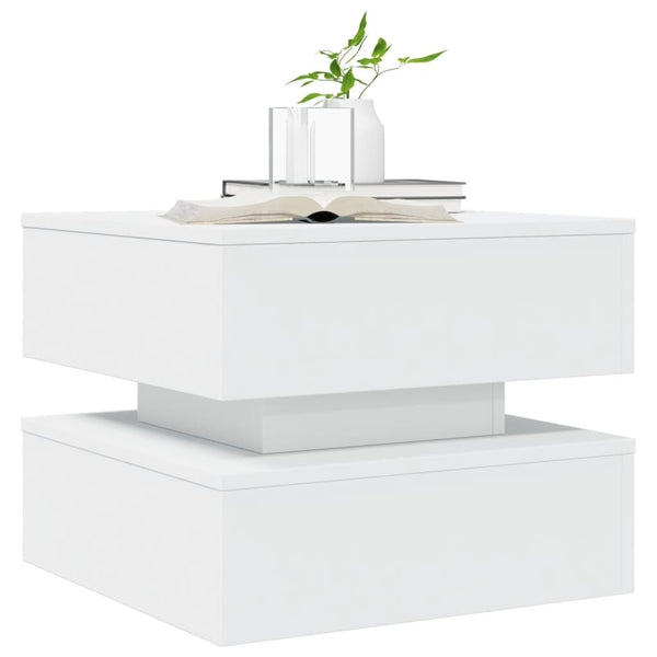 Weißer Couchtisch mit LED-Beleuchtung Celestina 50x50x40cm