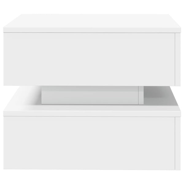 Weißer Couchtisch mit LED-Beleuchtung Celestina 50x50x40cm