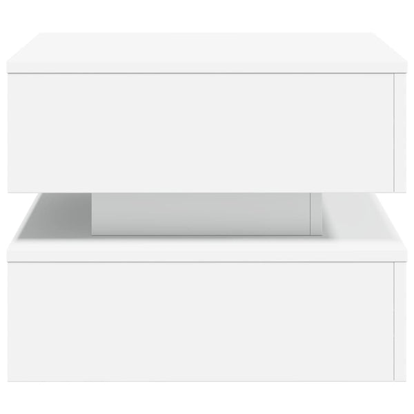 Weißer Couchtisch mit LED-Beleuchtung Celestina 50x50x40cm