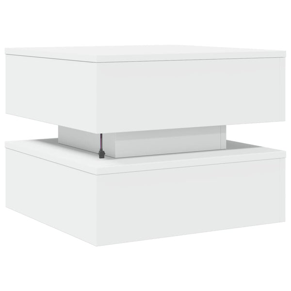 Weißer Couchtisch mit LED-Beleuchtung Celestina 50x50x40cm