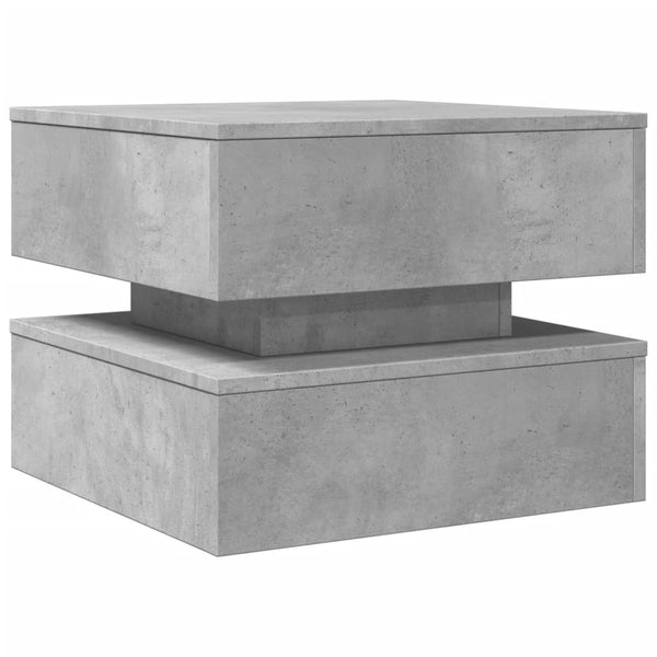 Betongrauer Couchtisch mit LED-Beleuchtung Celestina 50x50x40cm