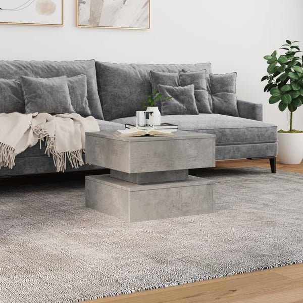 Betongrauer Couchtisch mit LED-Beleuchtung Celestina 50x50x40cm