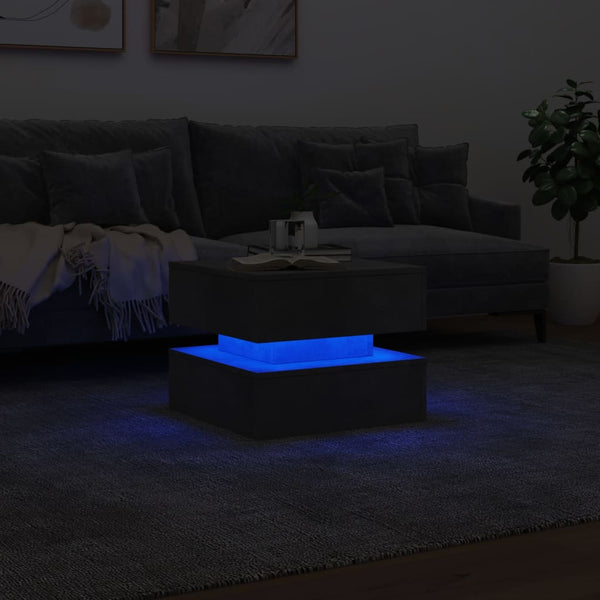 Betongrauer Couchtisch mit LED-Beleuchtung Celestina 50x50x40cm