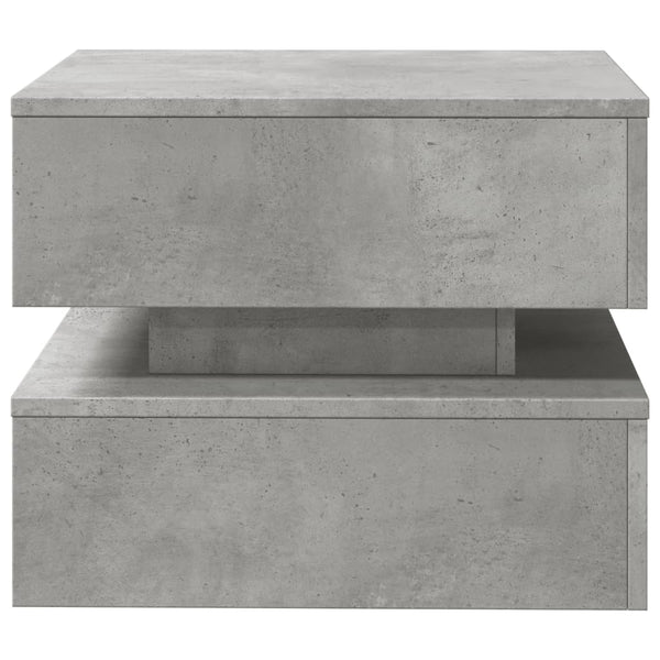 Betongrauer Couchtisch mit LED-Beleuchtung Celestina 50x50x40cm