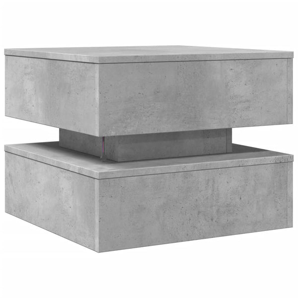 Betongrauer Couchtisch mit LED-Beleuchtung Celestina 50x50x40cm