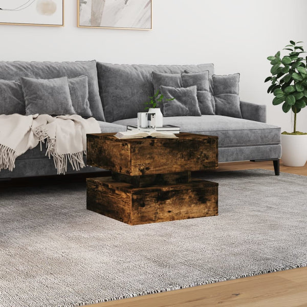 Couchtisch Räuchereiche mit LED-Beleuchtung Celestina 50x50x40cm