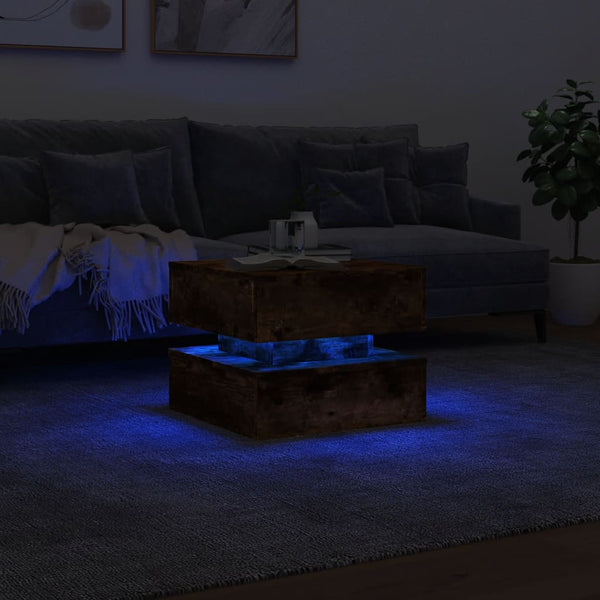 Couchtisch Räuchereiche mit LED-Beleuchtung Celestina 50x50x40cm