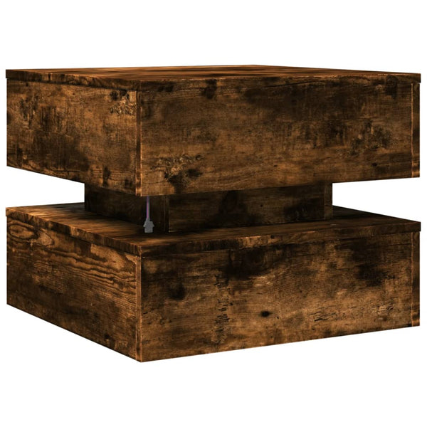 Couchtisch Räuchereiche mit LED-Beleuchtung Celestina 50x50x40cm
