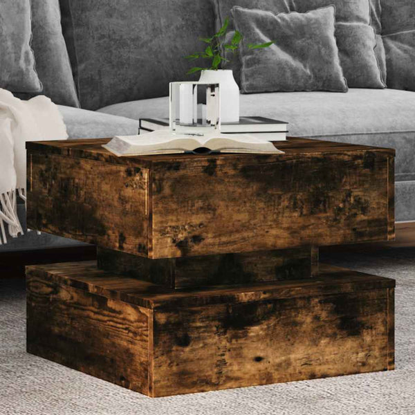 Couchtisch Räuchereiche mit LED-Beleuchtung Celestina 50x50x40cm