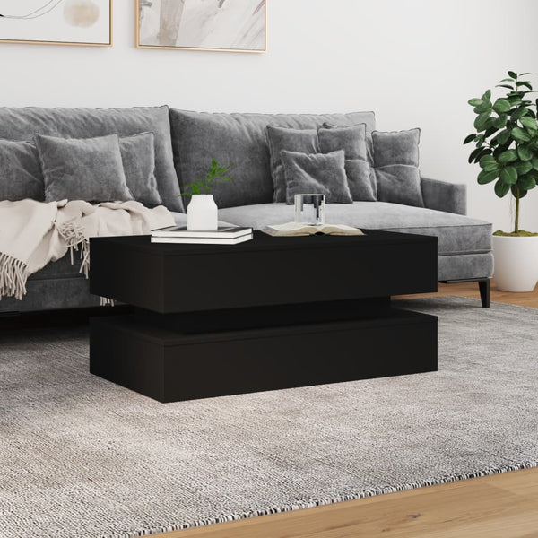 Schwarzer Couchtisch Celestina 90x50x40cm (mit LED-Beleuchtung)