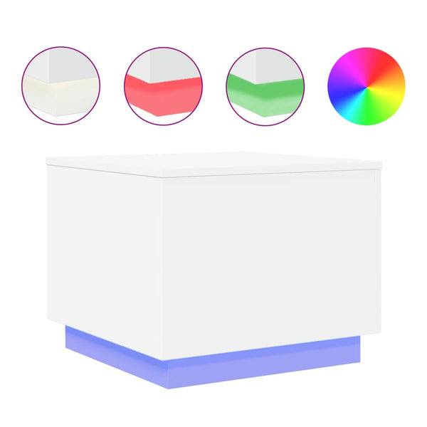 Weißer Couchtisch mit LED-Beleuchtung Hantz 50x50x40cm