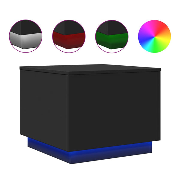 Schwarzer Couchtisch mit LED-Beleuchtung Hantz 50x50x40cm