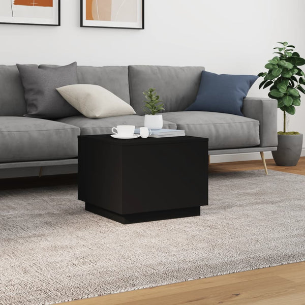 Schwarzer Couchtisch mit LED-Beleuchtung Hantz 50x50x40cm