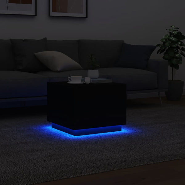 Schwarzer Couchtisch mit LED-Beleuchtung Hantz 50x50x40cm