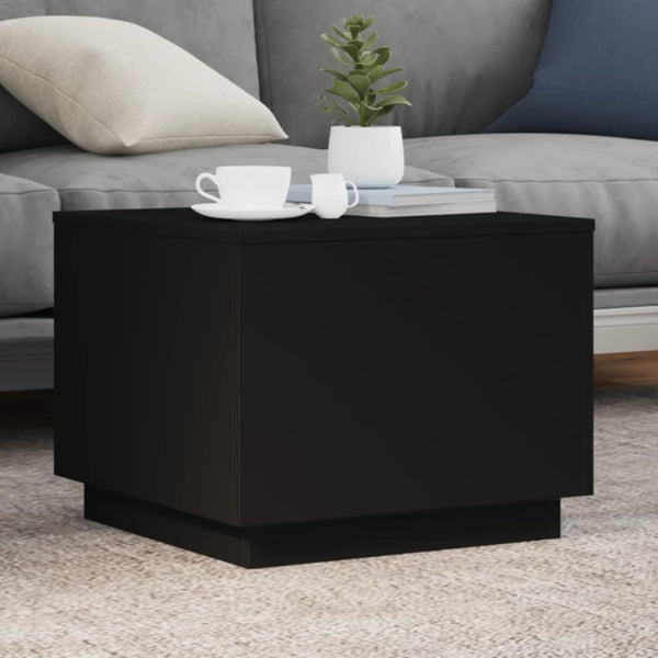Schwarzer Couchtisch mit LED-Beleuchtung Hantz 50x50x40cm