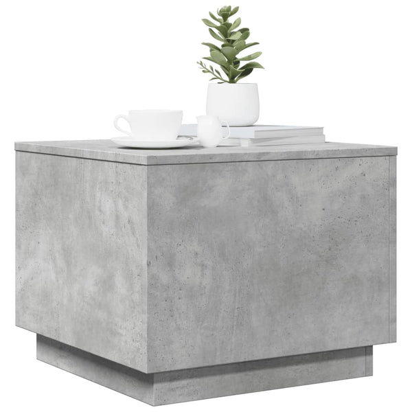 Betongrauer Couchtisch mit LED-Beleuchtung Hantz 50x50x40cm