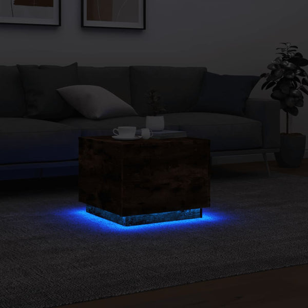 Couchtisch Hantz aus Räuchereiche mit LED-Beleuchtung 50x50x40cm