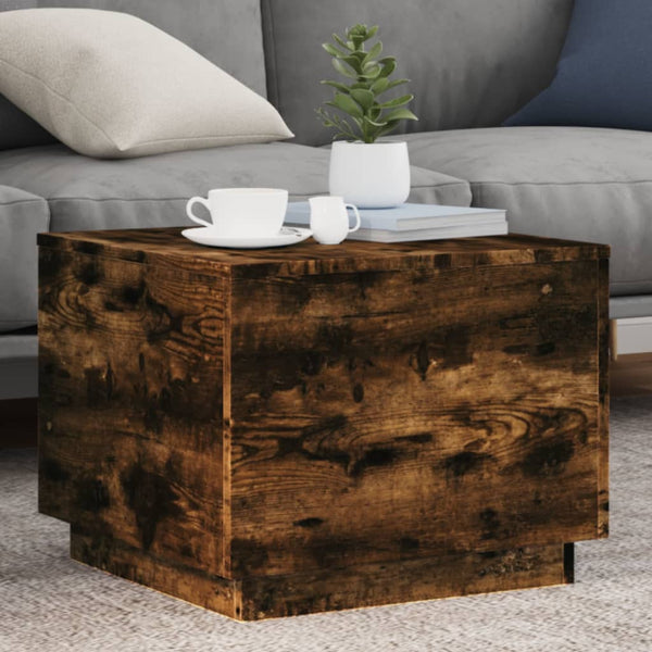 Couchtisch Hantz aus Räuchereiche mit LED-Beleuchtung 50x50x40cm