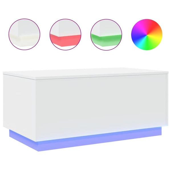 Weißer Couchtisch mit LED-Beleuchtung Hantz 90x50x40cm