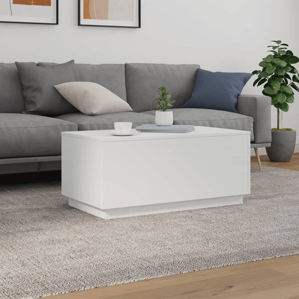 Weißer Couchtisch mit LED-Beleuchtung Hantz 90x50x40cm