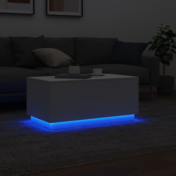 Weißer Couchtisch mit LED-Beleuchtung Hantz 90x50x40cm