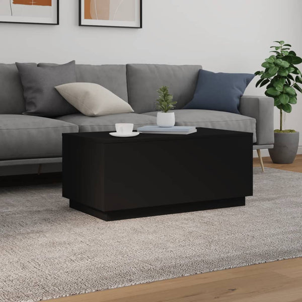 Schwarzer Couchtisch Hantz 90x50x40cm (mit LED-Beleuchtung)