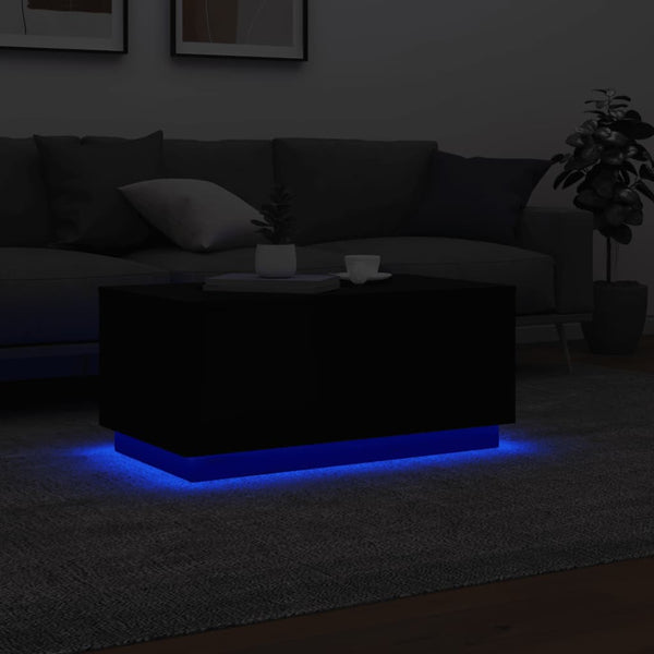 Schwarzer Couchtisch Hantz 90x50x40cm (mit LED-Beleuchtung)