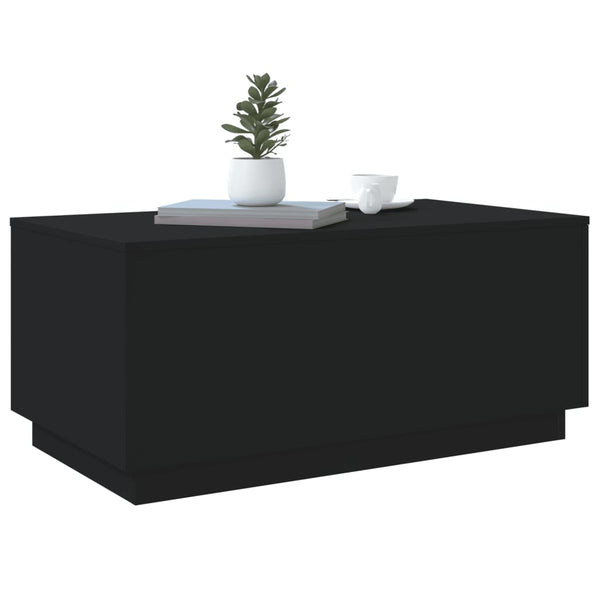 Schwarzer Couchtisch Hantz 90x50x40cm (mit LED-Beleuchtung)