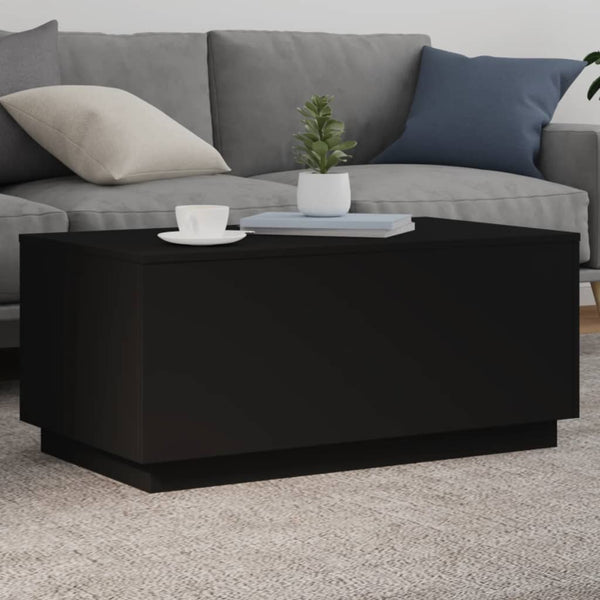 Schwarzer Couchtisch Hantz 90x50x40cm (mit LED-Beleuchtung)