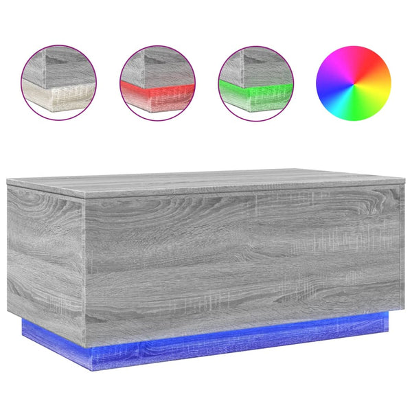 Grauer Couchtisch Hantz 90x50x40cm (mit LED-Beleuchtung Sonoma)
