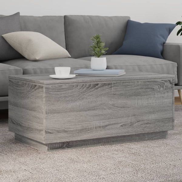 Grauer Couchtisch Hantz 90x50x40cm (mit LED-Beleuchtung Sonoma)