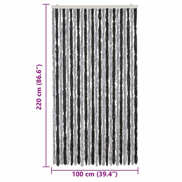 Insektenschutzvorhang Septilici 100x220cm (Chenille) Grau und Schwarz