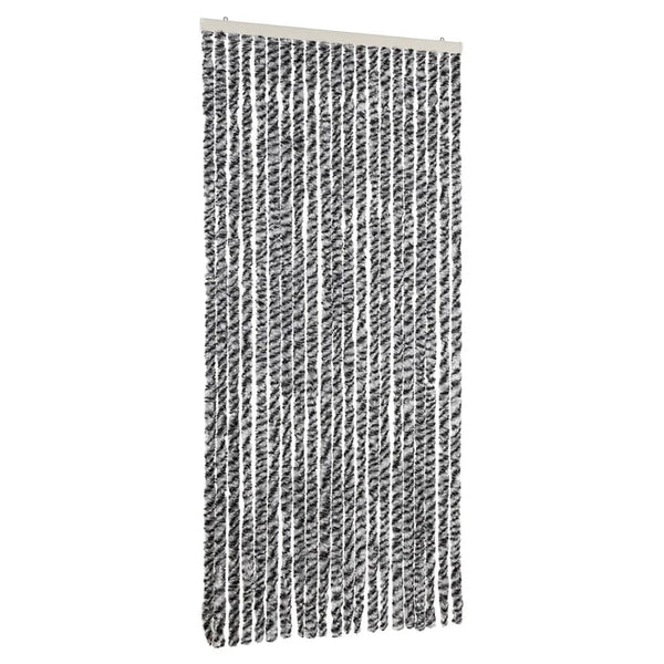 Grauer und schwarz-weißer Insektenschutzvorhang Septilici 90x220cm (Chenille)