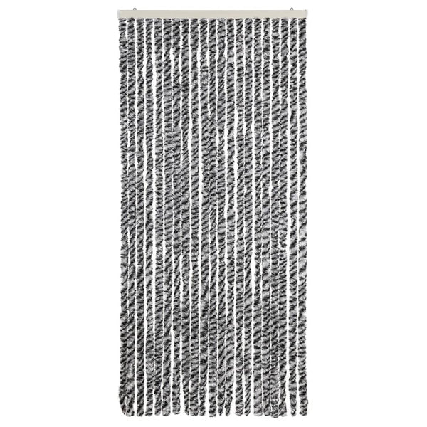 Grauer und schwarz-weißer Insektenschutzvorhang Septilici 90x220cm (Chenille)