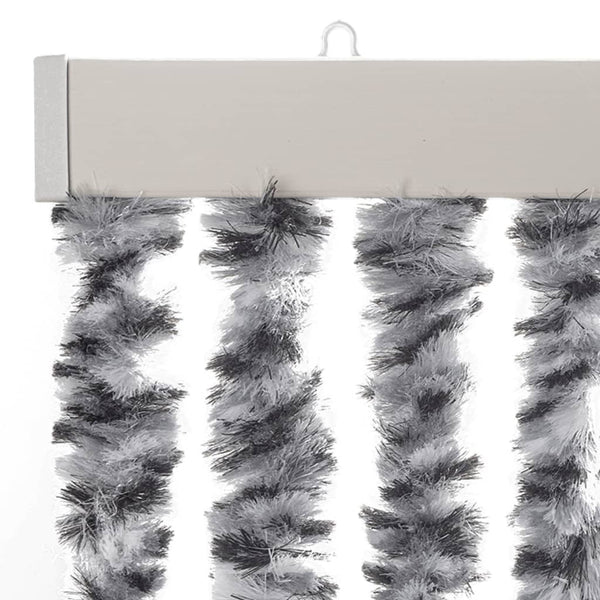 Grauer und schwarz-weißer Insektenschutzvorhang Septilici 90x220cm (Chenille)