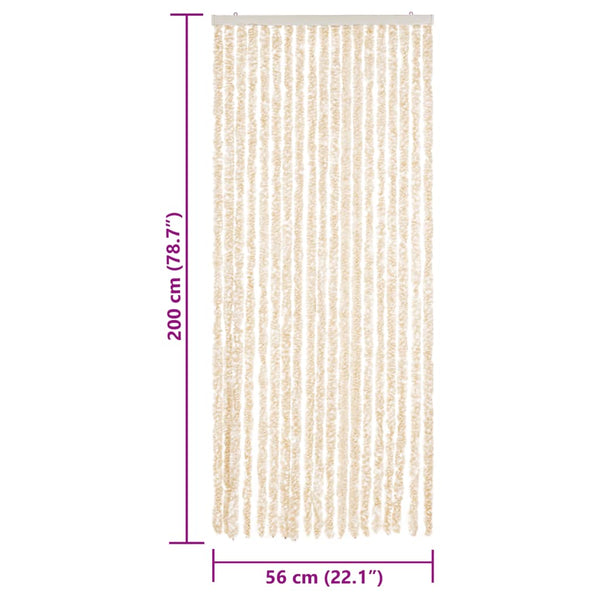Beiger und weißer Insektenschutzvorhang Septilici 56x200cm (Chenille)