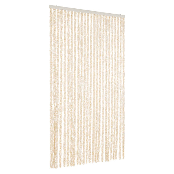 Beiger und weißer Insektenschutzvorhang Septilici 100x230cm (Chenille)