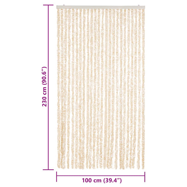 Beiger und weißer Insektenschutzvorhang Septilici 100x230cm (Chenille)