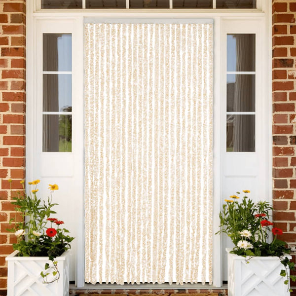 Beiger und weißer Insektenschutzvorhang Septilici 100x230cm (Chenille)