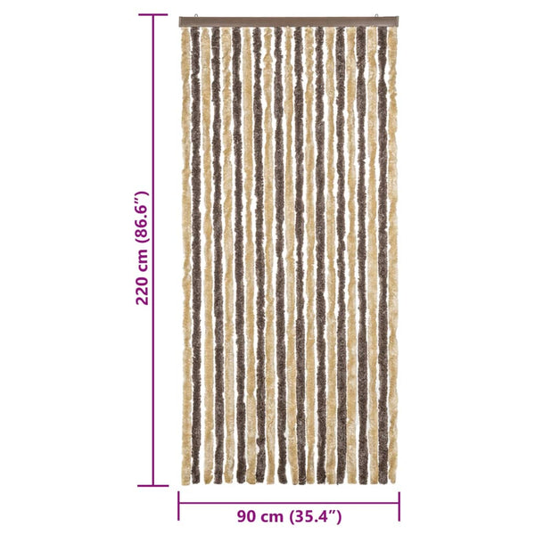 Dunkelbrauner und beiger Insektenschutzvorhang Septilici 90x220cm (Chenille)