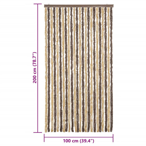 Dunkelbrauner und beiger Insektenvorhang Septilici 100x200cm (Chenille)
