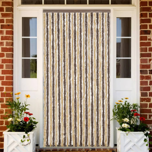Dunkelbrauner und beiger Insektenvorhang Septilici 100x200cm (Chenille)