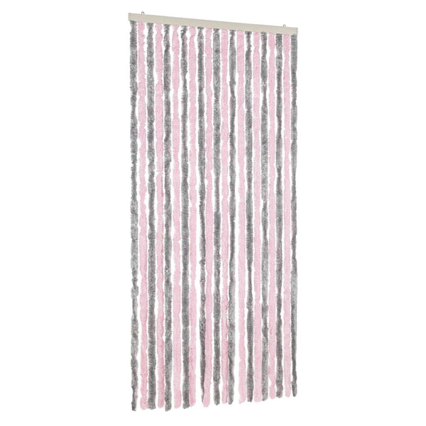 Silbergrauer und pinker Insektenschutzvorhang Septilici 90x220cm (Chenille)