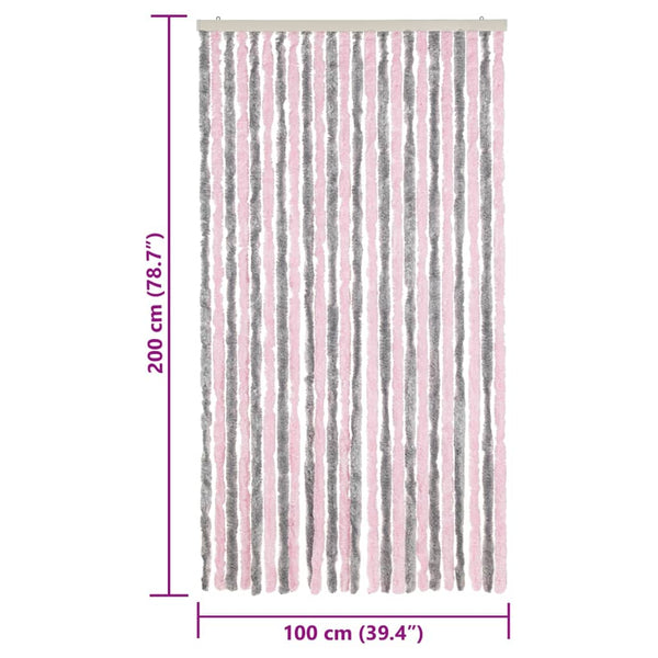 Silbergrauer und pinkfarbener Insektenschutzvorhang Septilici 100x200cm (Chenille)